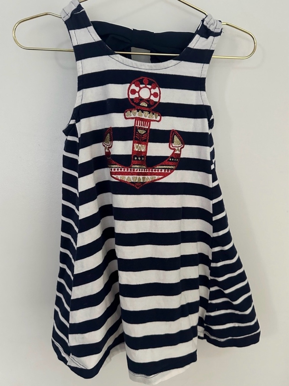 Tommy Bahama Girls 2T Nautical Striped Anchor Bow Back Dress